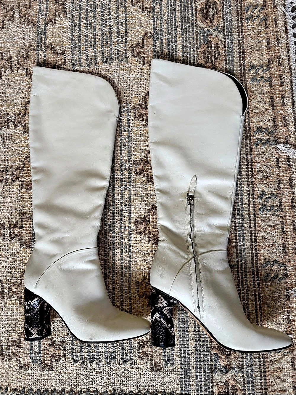 Sigerson Morrison Knee-High Python Heeled Boots
